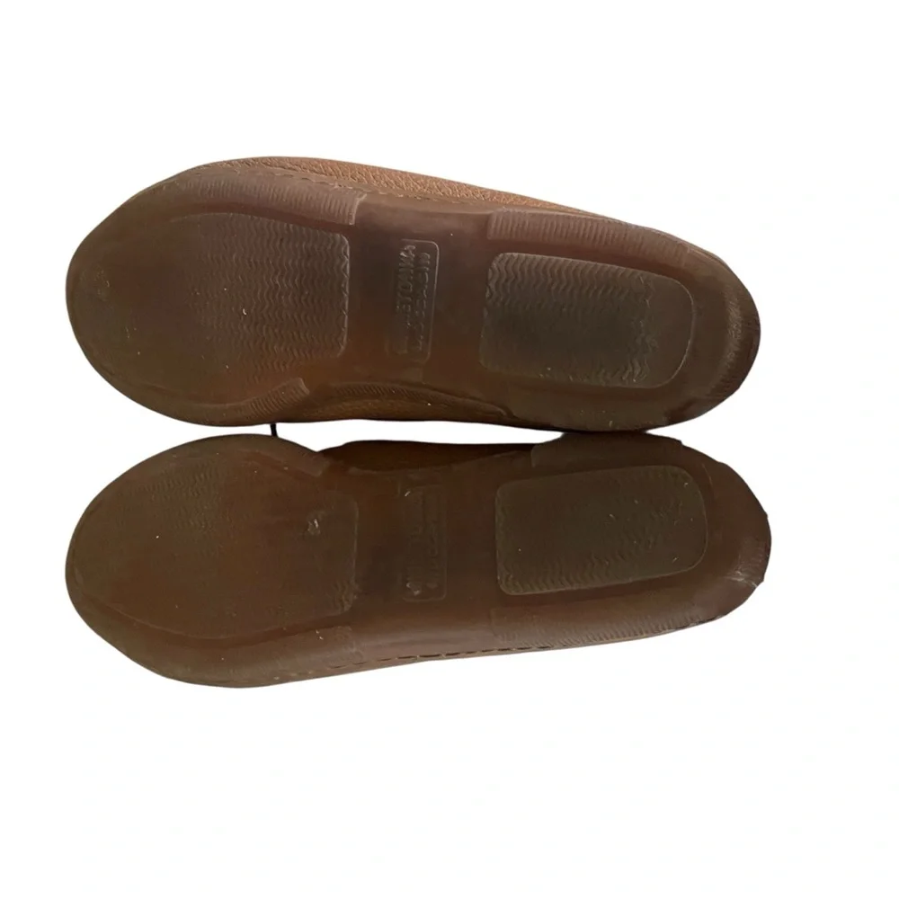 Minnetonka Tan Pebbled Leather Boat Loafer Moccasins with Tie Women's Size 9.5 - Picture 8 of 9